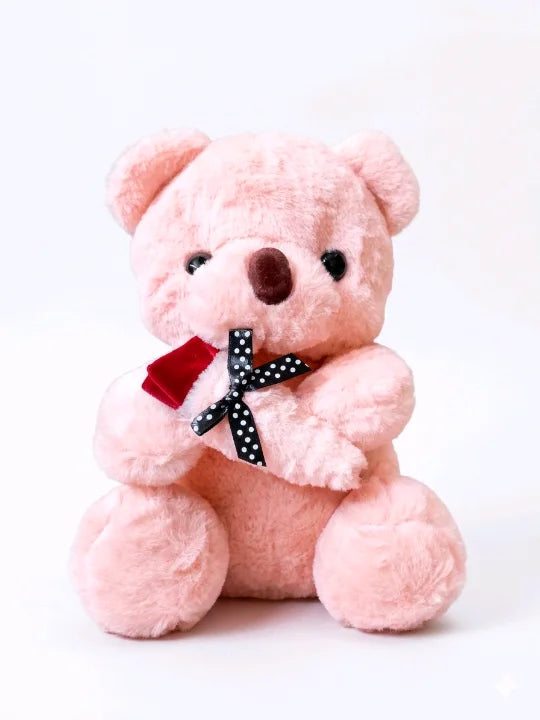 Cuddly Teddy Bear with Red Velvet Rose β Premium Soft Gift Plush (25cm)