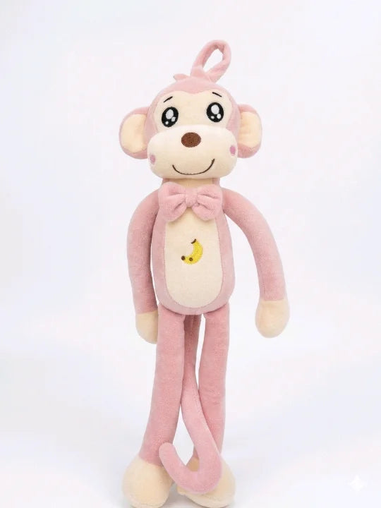 Playful Long-Legged Monkey Plush โ Cute Hanging Soft Toy with Bow Tie (45cm & 60cm)