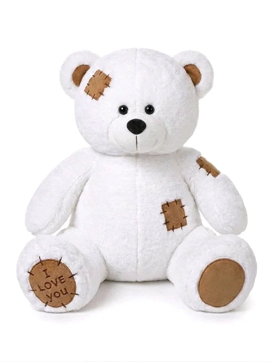 "I Love You" Patchwork Teddy Bear – Premium Cuddly Plush Collection (3 Sizes & 3 Colors)