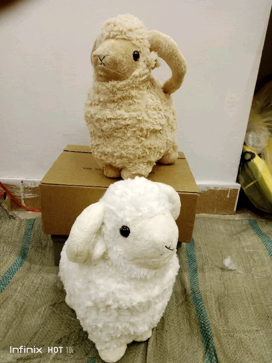 Premium Curly Wool Ram – 30cm Standing Sheep Plush Toy (2 Colors)
