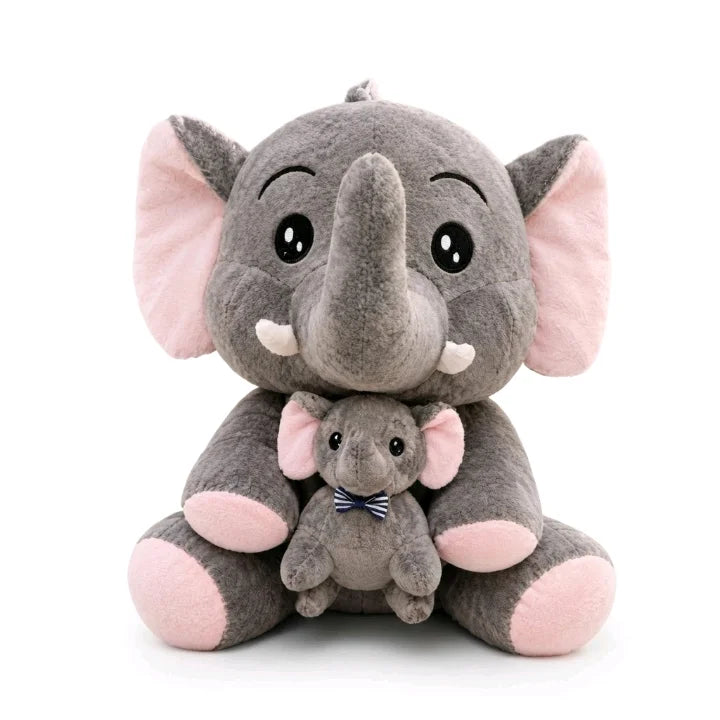 Mother & Baby Elephant Hugging Plush Set โ 25 cm, 30 cm & 35 cm