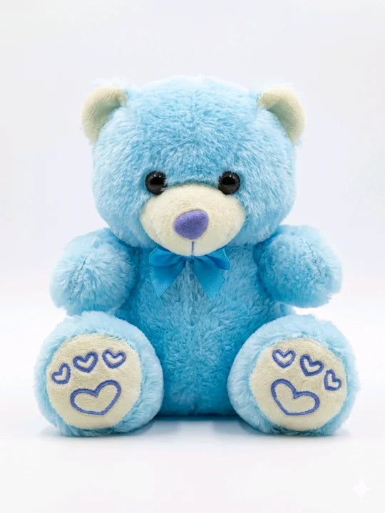 Cuddly Sky Blue Heart-Paw Teddy Bear – Premium Soft Plush Toy (22cm)