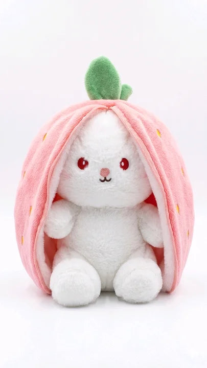 2-in-1 Strawberry Bunny Plush – Hide & Seek Reversible Toy (40cm)