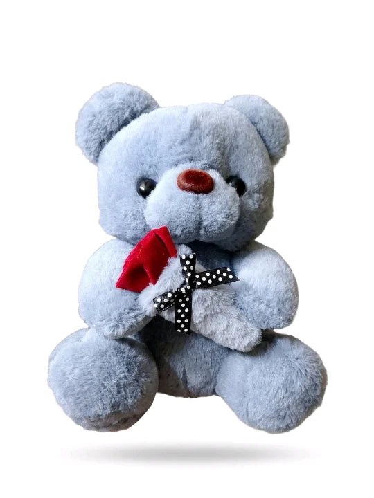 Cuddly Teddy Bear with Red Velvet Rose – Premium Soft Gift Plush (25cm)
