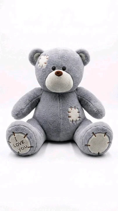 "I Love You" Patchwork Teddy Bear – Premium Cuddly Plush Collection (3 Sizes & 3 Colors)
