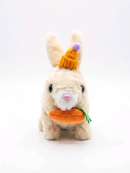 Magic Carrot Bunny with Beanie – Interactive Battery-Operated Walking Toy (3 Colors)