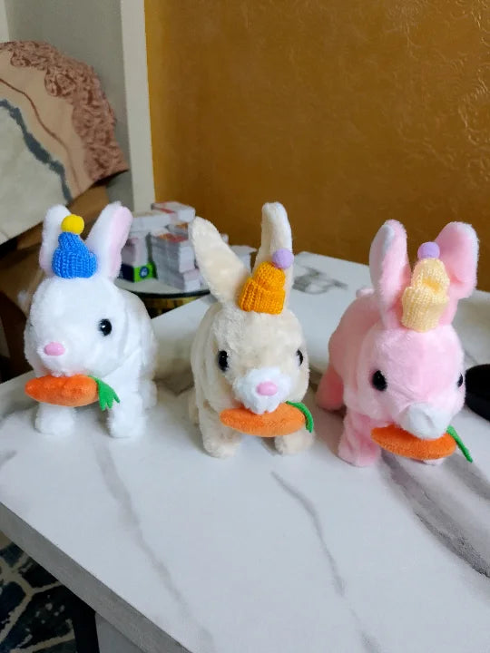 Magic Carrot Bunny with Beanie – Interactive Battery-Operated Walking Toy (3 Colors)