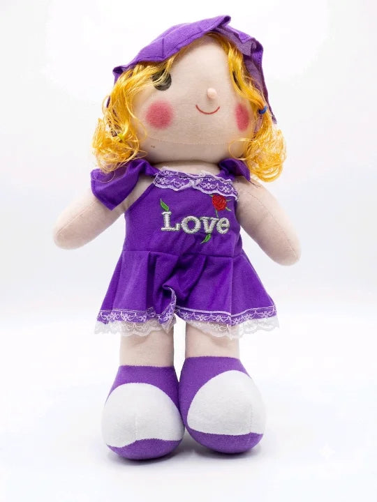 Sweet Meadow Princess – Premium 17-Inch Embroidered Rag Doll (3 Colors)