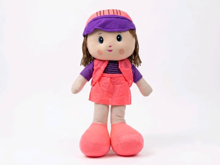 Trendy Cap Girl – 24-Inch (2 Feet) Plush Rag Doll Collection (4 Colors)
