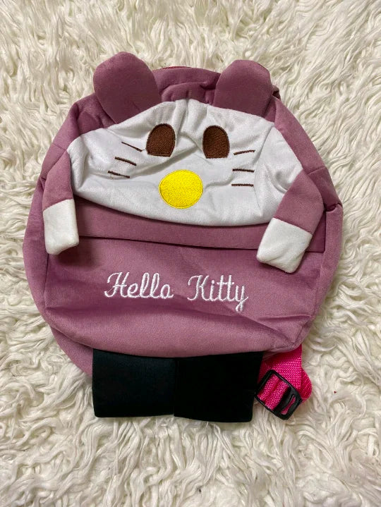 Aesthetic Mauve Feline Plush Backpack – Premium 2-in-1 Kids Daycare & Picnic Bag
