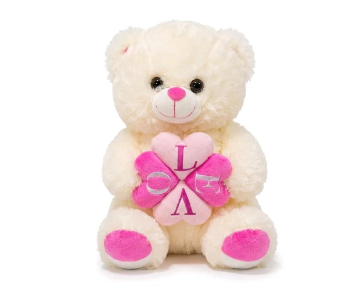 4-Heart "LOVE" Clover Teddy Bear Plush – 30 cm & 40 cm