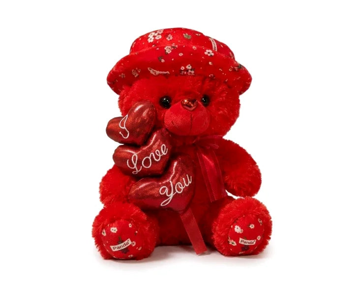 Triple Heart "I Love You" Floral Teddy Bear Plush – 30 cm & 40 cm