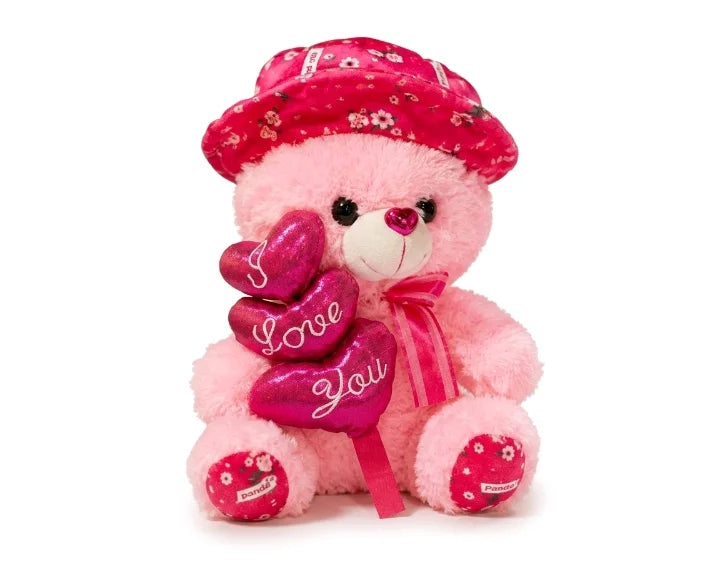 Triple Heart "I Love You" Floral Teddy Bear Plush – 30 cm & 40 cm