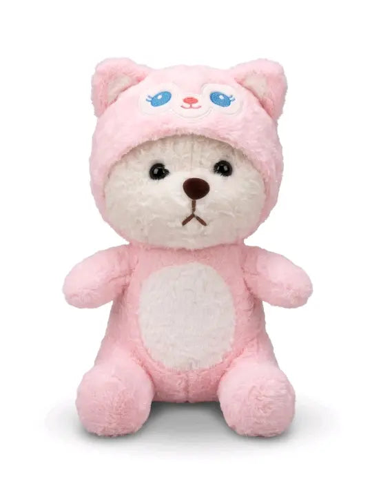 Cute Pink Cat Hoodie Teddy Bear Plush – 42 cm