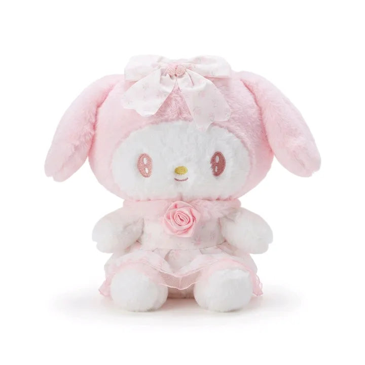 Cute Pink Melody Bunny Doll with Floral Bow & Rose Dress – 30 cm