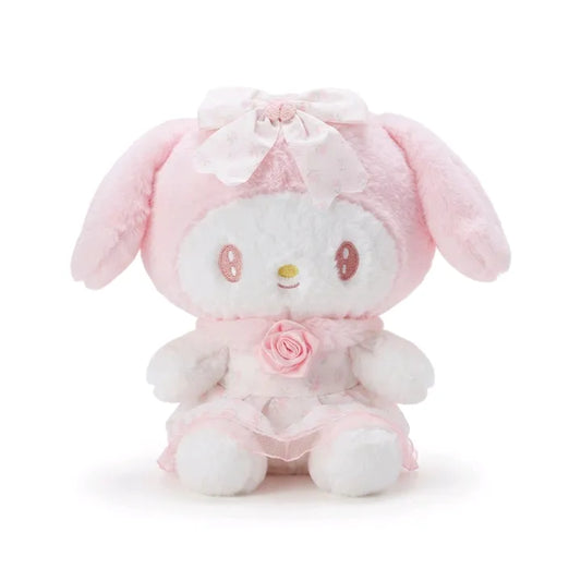 Cute Pink Melody Bunny Doll with Floral Bow & Rose Dress – 30 cm