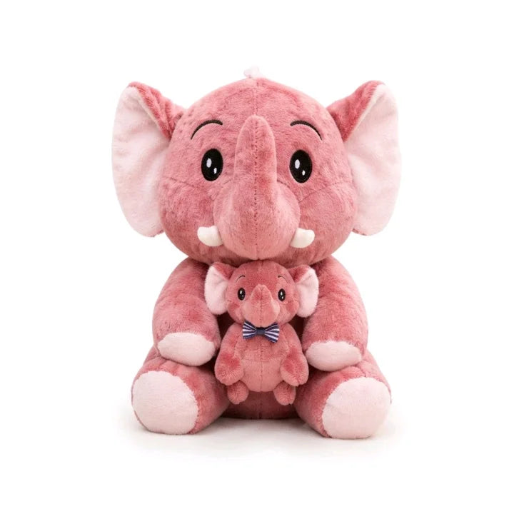 Mother & Baby Elephant Hugging Plush Set – 25 cm, 30 cm & 35 cm