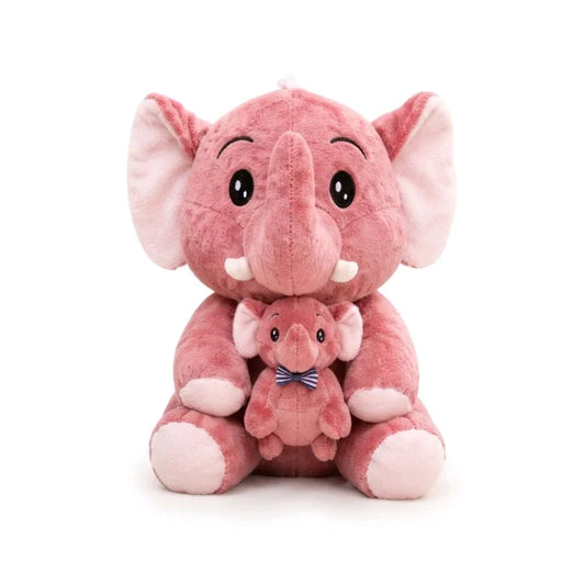 Mother & Baby Elephant Hugging Plush Set – 25 cm, 30 cm & 35 cm